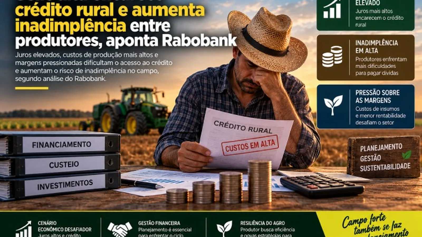 Selic alta encarece crédito rural e aumenta inadimplência entre produtores, aponta Rabobank