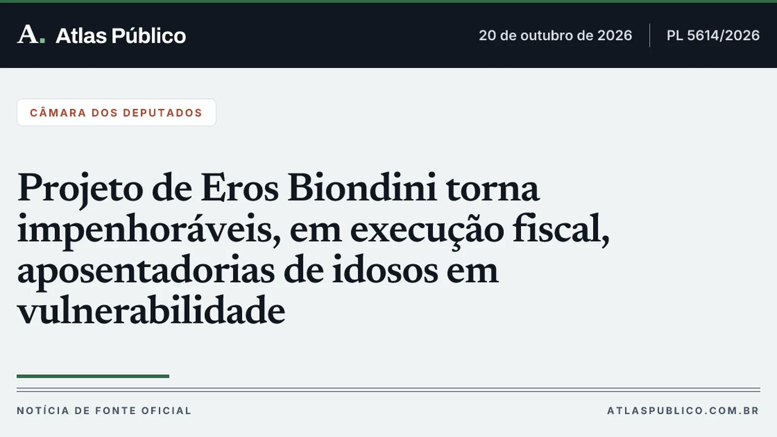 Projeto de Eros Biondini torna impenhoráveis, em execução fiscal, aposentadorias de idosos em vulnerabilidade